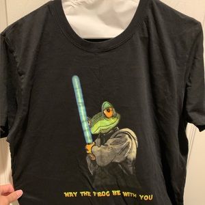 Black Graphic Tee with Funny Star Wars Graphic